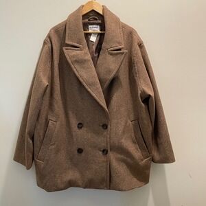 Old Navy Womens 3X Brown Peacoat Oversized Jacket NWT 564682